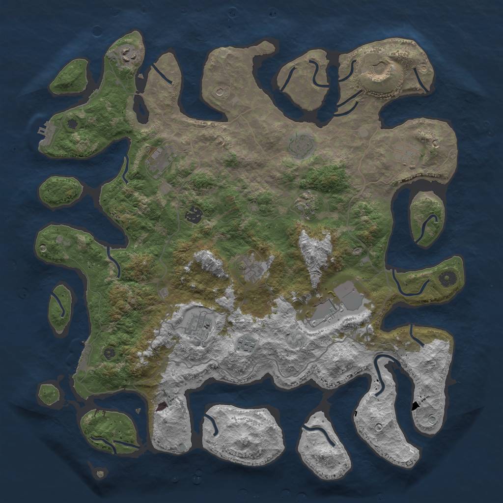 Rust Map: Procedural Map, Size: 4500, Seed: 352267, 16 Monuments