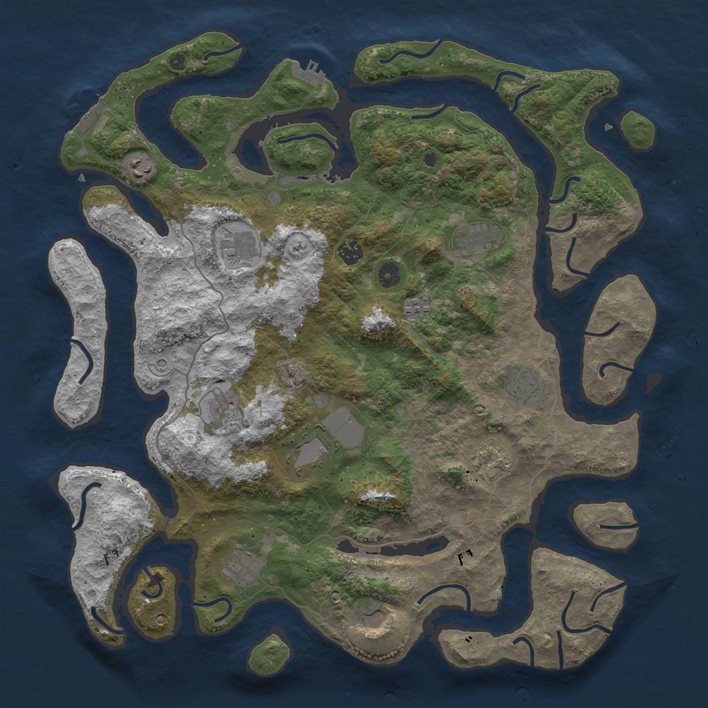 Rust Map: Procedural Map, Size: 4500, Seed: 493637, 16 Monuments