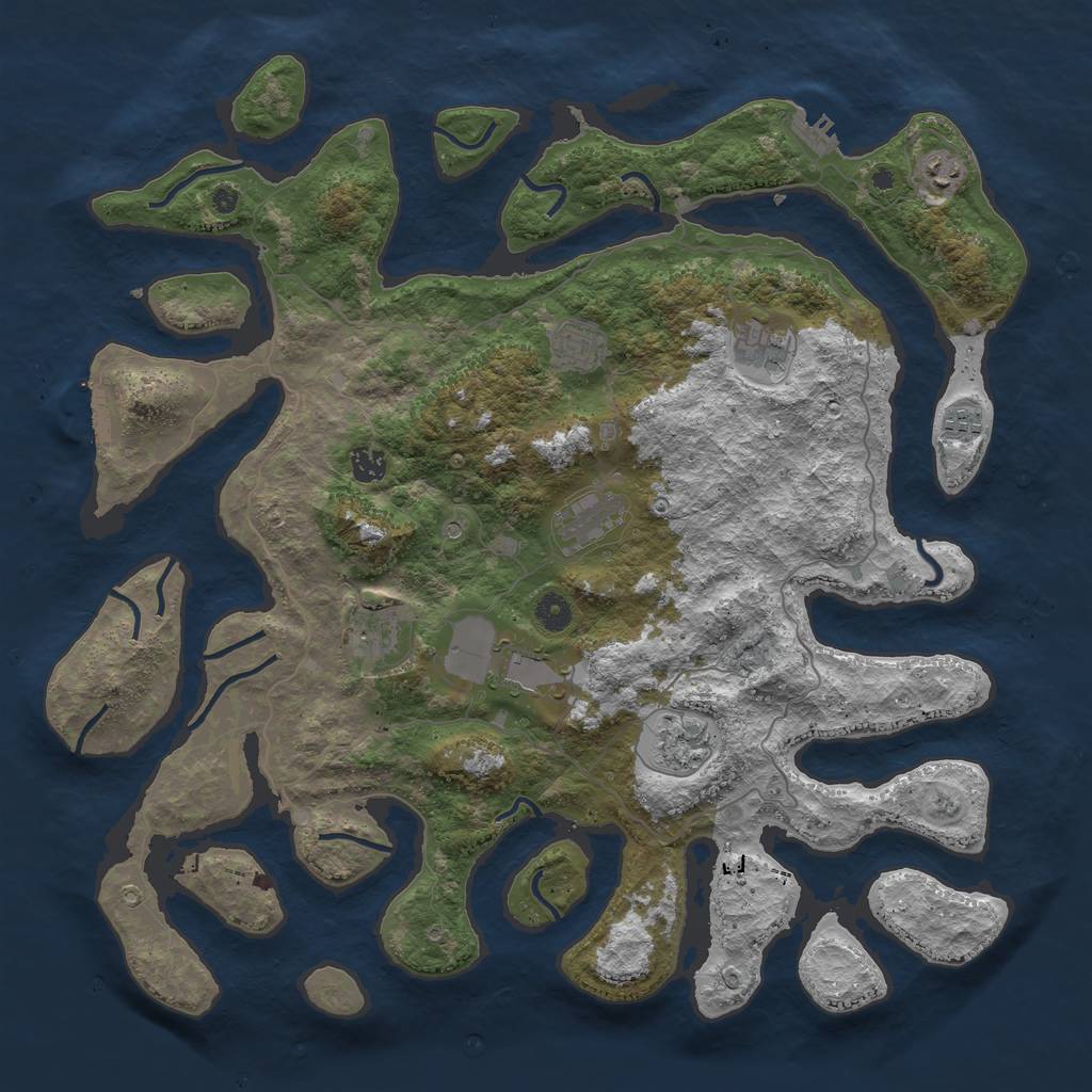 Rust Map: Procedural Map, Size: 4500, Seed: 123347, 14 Monuments