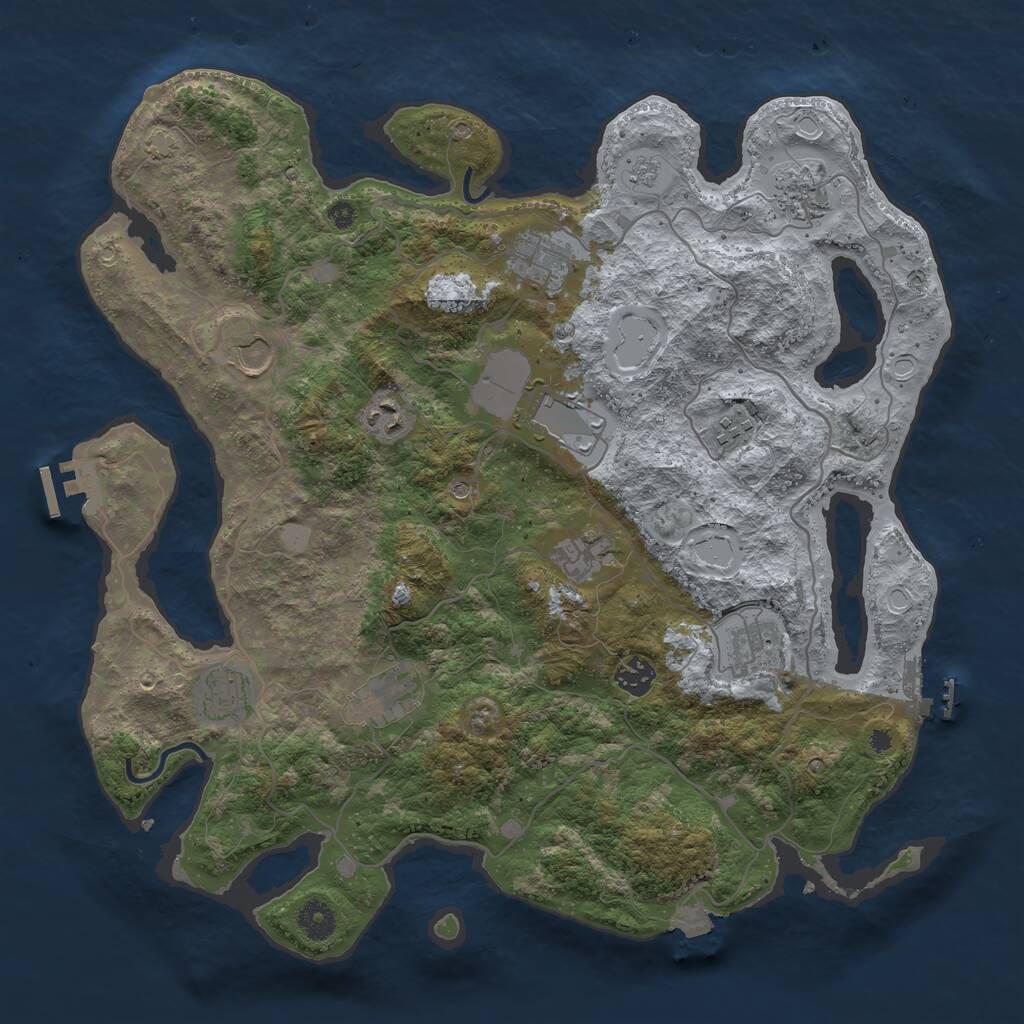 Rust Map: Procedural Map, Size: 4000, Seed: 727550, 17 Monuments