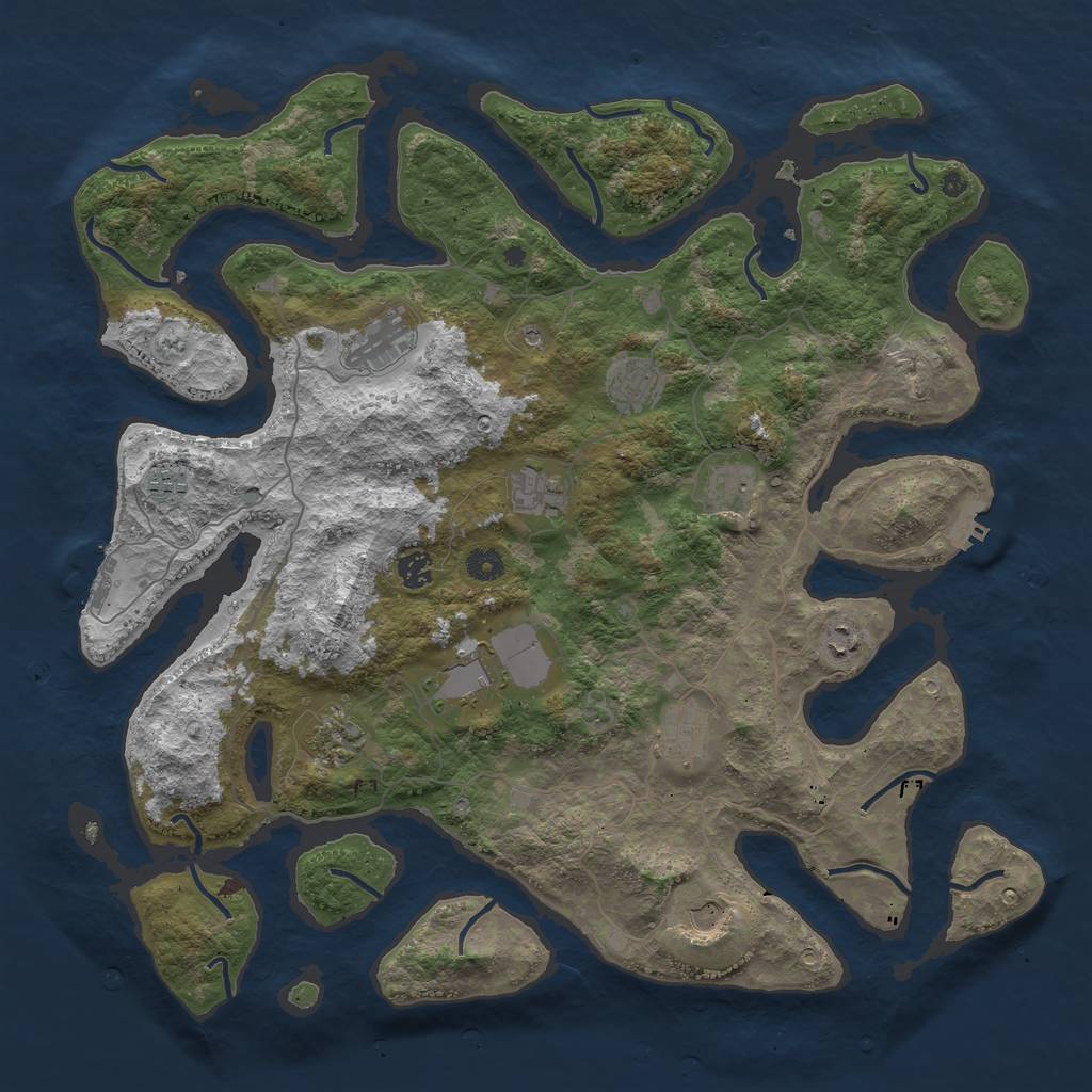 Rust Map: Procedural Map, Size: 4500, Seed: 781293, 16 Monuments