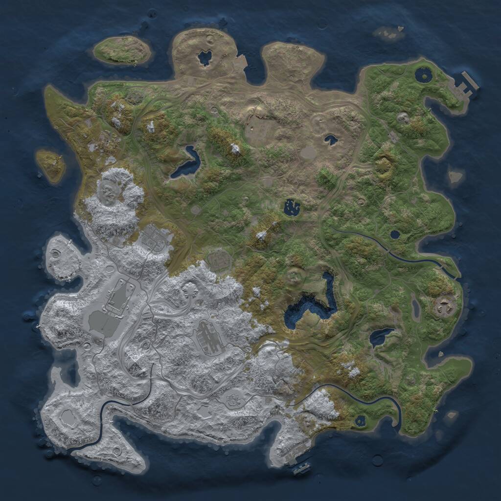 Rust Map: Procedural Map, Size: 4500, Seed: 466636, 14 Monuments