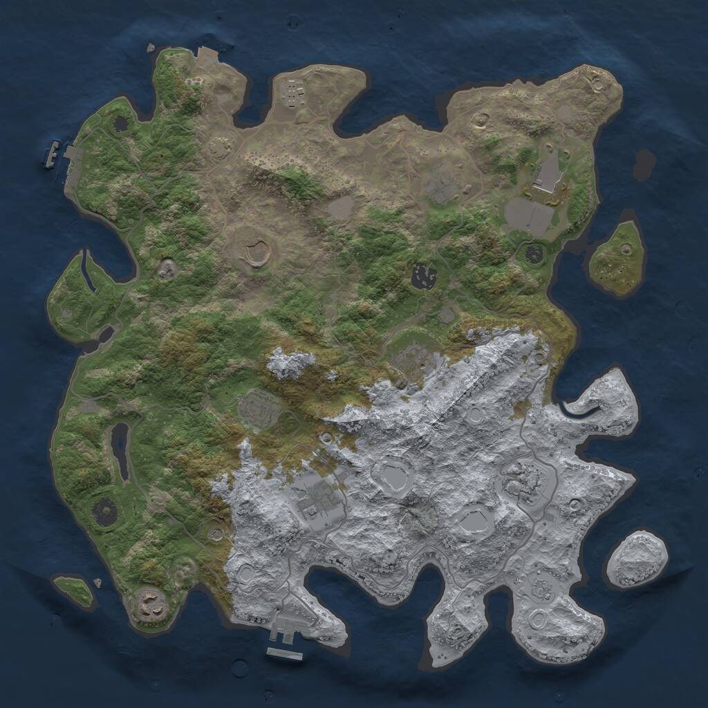Rust Map: Procedural Map, Size: 4000, Seed: 684241, 16 Monuments