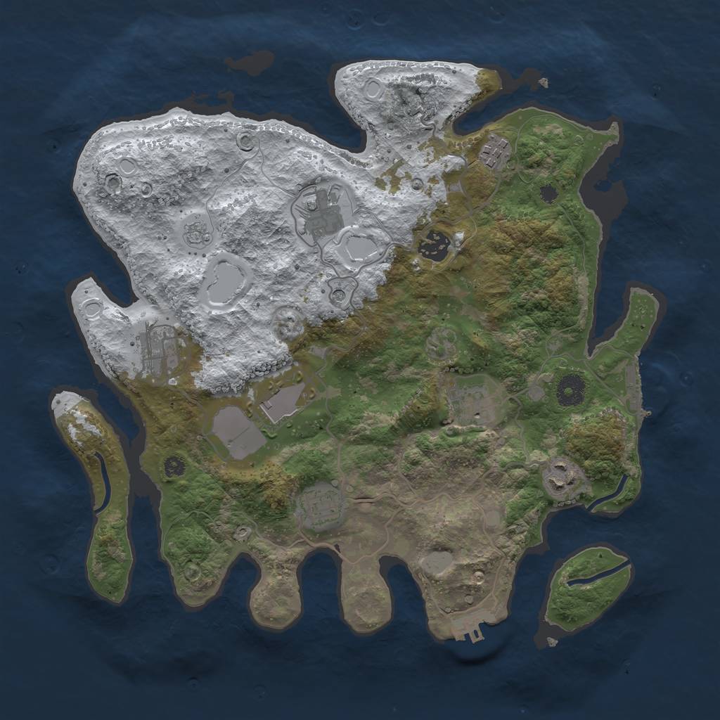 Rust Map: Procedural Map, Size: 3500, Seed: 247392, 17 Monuments