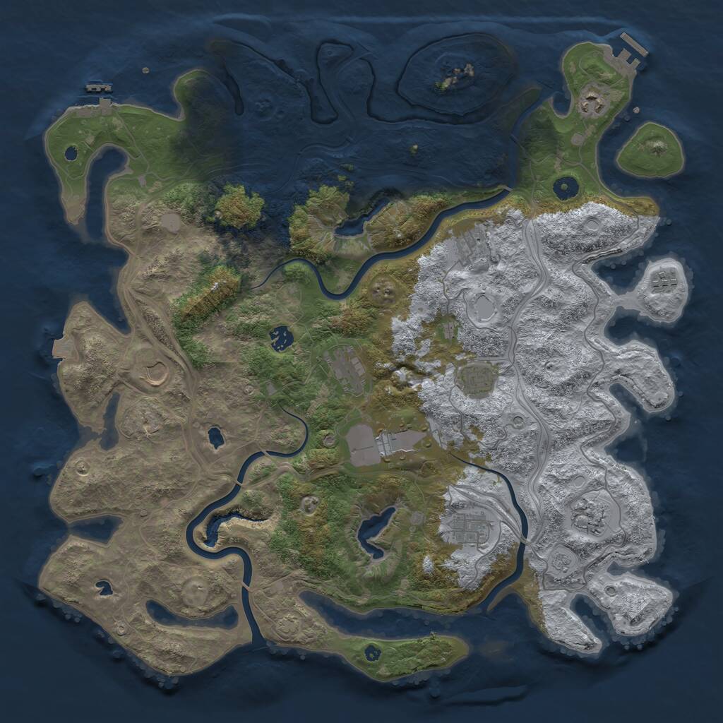 Rust Map: Procedural Map, Size: 4500, Seed: 250262, 16 Monuments