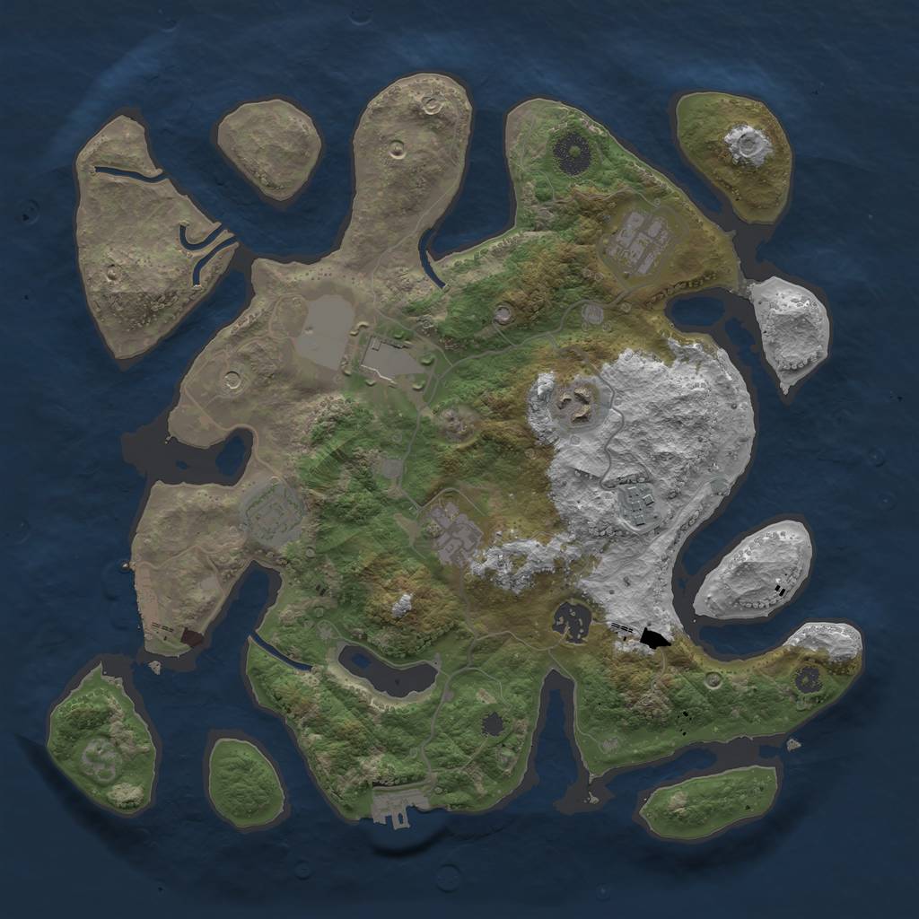 Rust Map: Procedural Map, Size: 3500, Seed: 692271, 12 Monuments