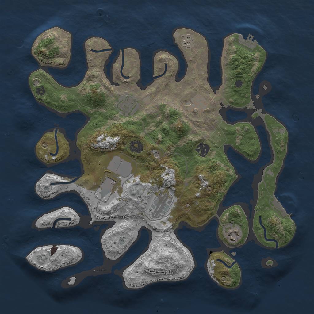 Rust Map: Procedural Map, Size: 3500, Seed: 768915, 12 Monuments