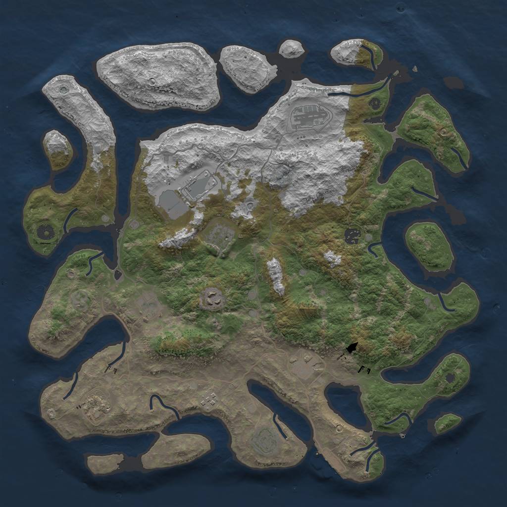 Rust Map: Procedural Map, Size: 4500, Seed: 366936, 14 Monuments