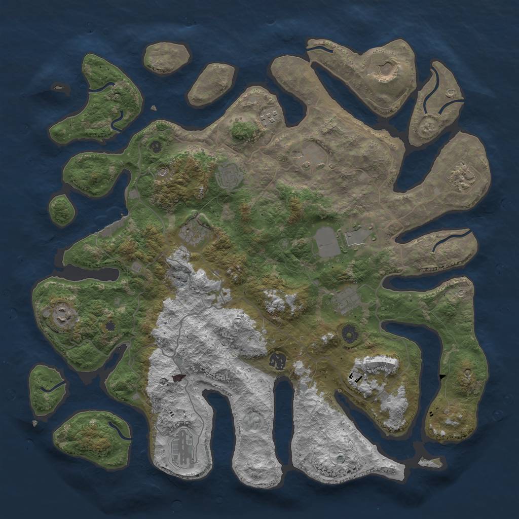 Rust Map: Procedural Map, Size: 4500, Seed: 413907, 15 Monuments