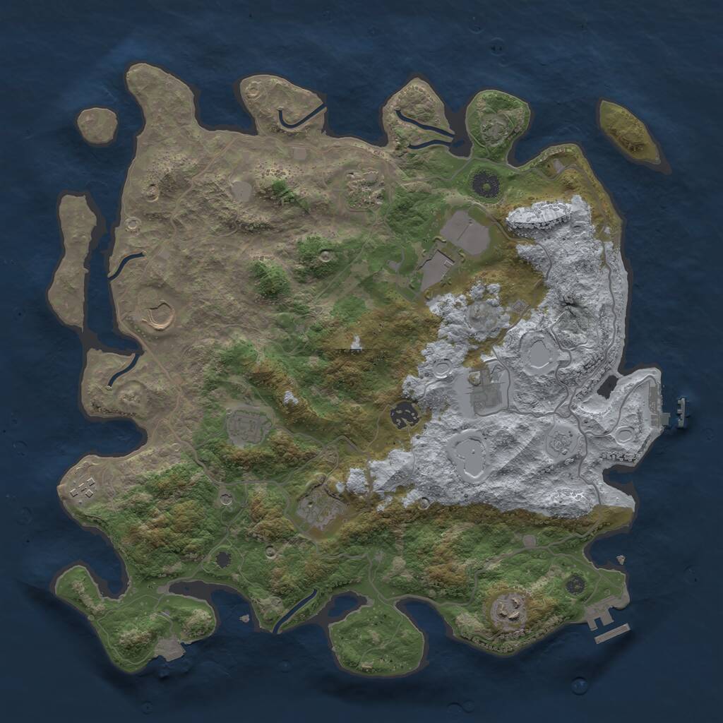 Rust Map: Procedural Map, Size: 4000, Seed: 2222, 15 Monuments