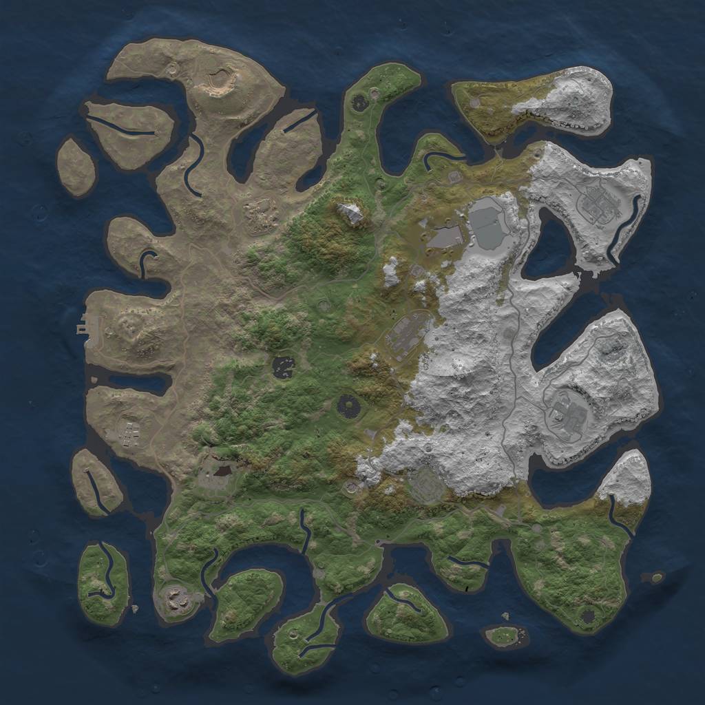 Rust Map: Procedural Map, Size: 4500, Seed: 381493, 15 Monuments