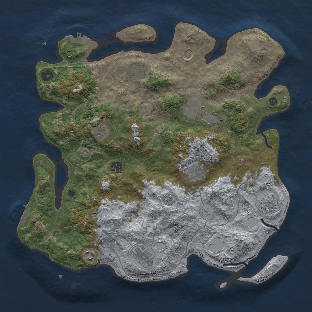 Rust Map: Procedural Map, Size: 4000, Seed: 1175998507, 19 Monuments