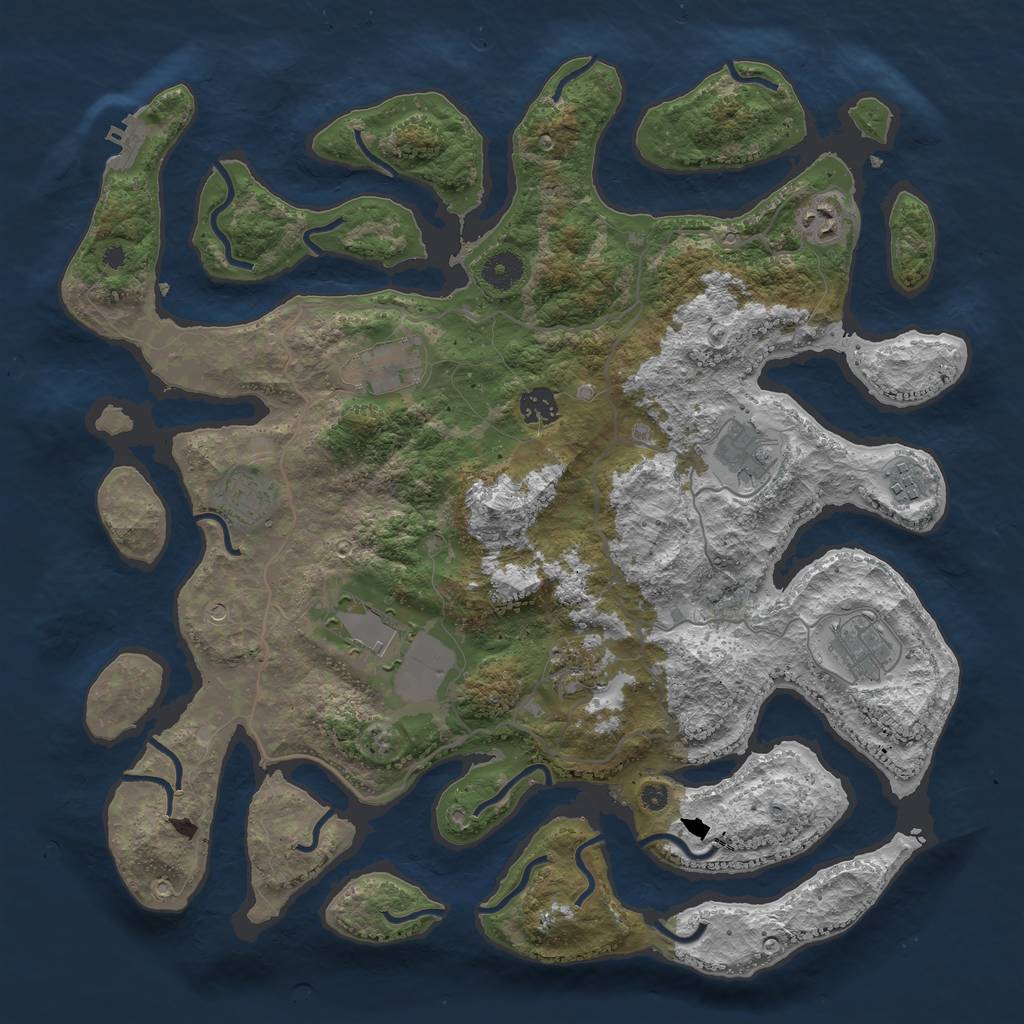 Rust Map: Procedural Map, Size: 4000, Seed: 268420, 13 Monuments