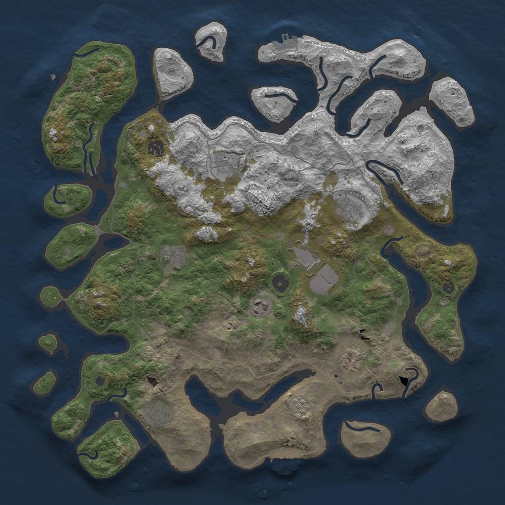 Rust Map: Procedural Map, Size: 4500, Seed: 659362, 14 Monuments