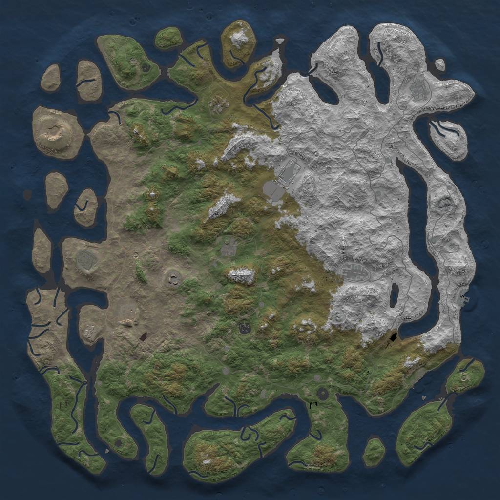 Rust Map: Procedural Map, Size: 6000, Seed: 84848463, 16 Monuments