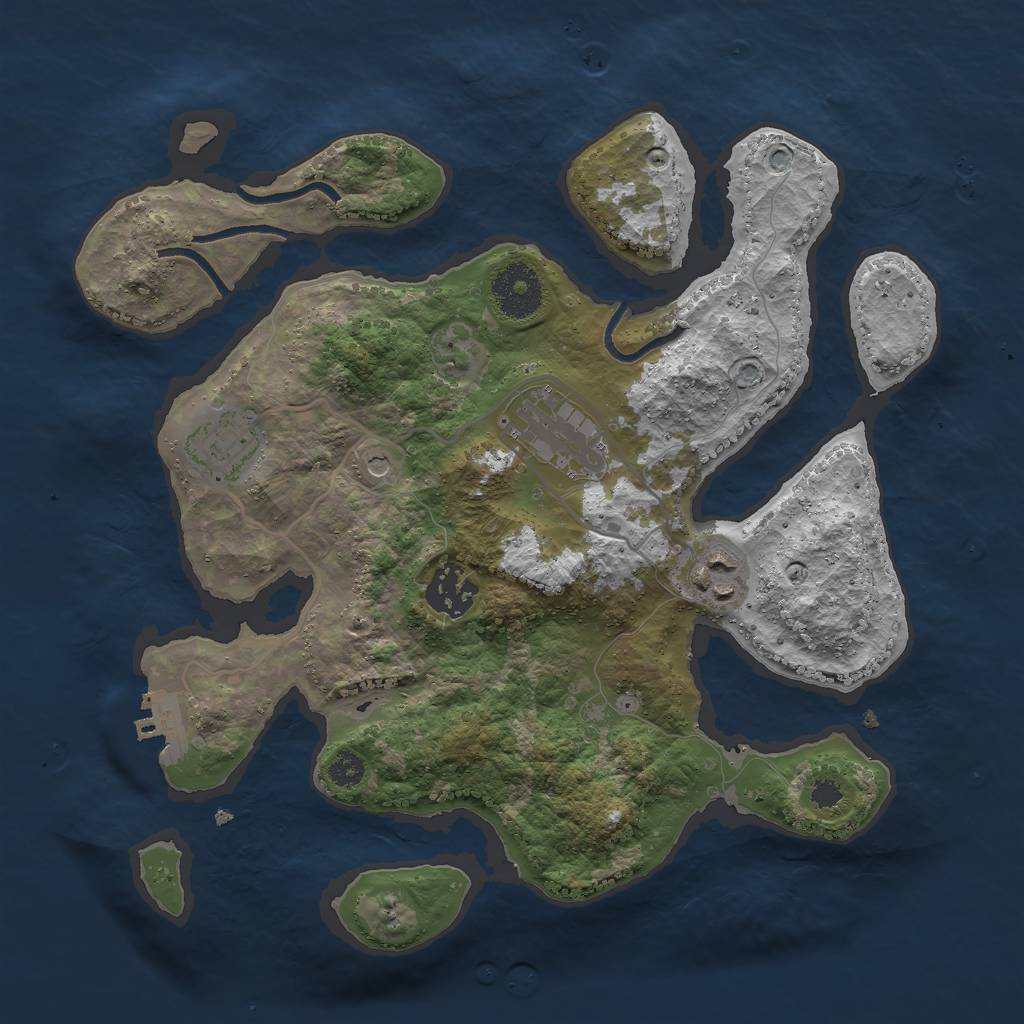 Rust Map: Procedural Map, Size: 3000, Seed: 2421087, 8 Monuments