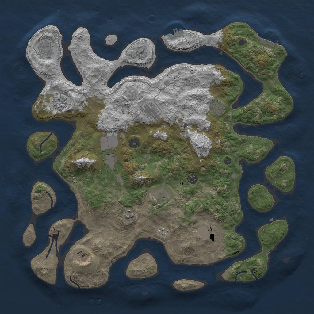 Rust Map: Procedural Map, Size: 4500, Seed: 737832, 16 Monuments