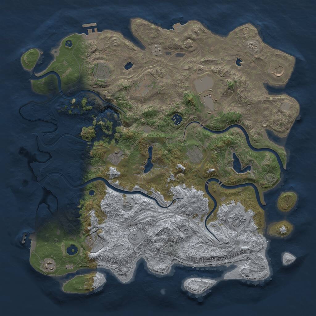 Rust Map: Procedural Map, Size: 4500, Seed: 66554, 17 Monuments