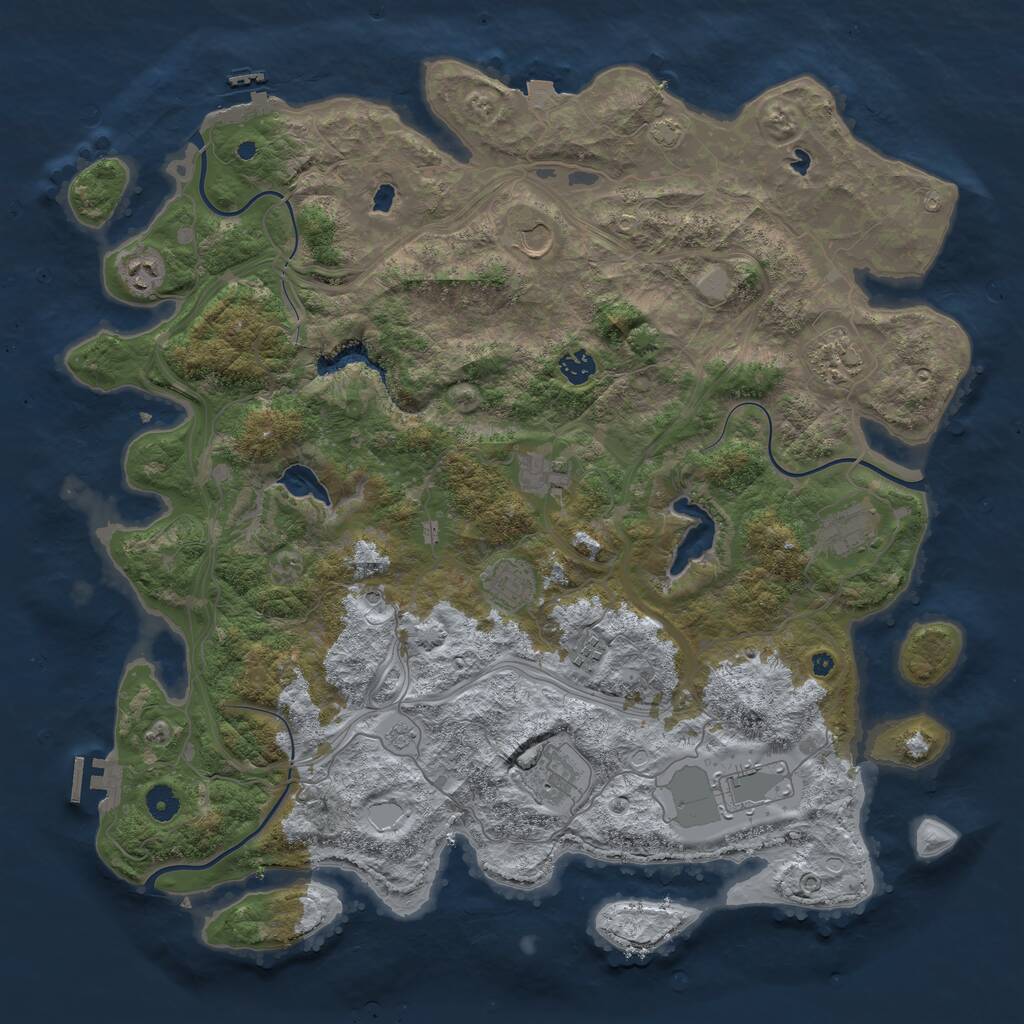 Rust Map: Procedural Map, Size: 4500, Seed: 66554, 16 Monuments