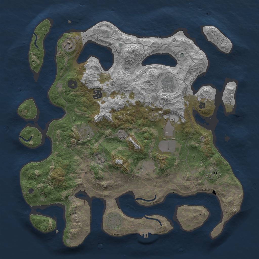 Rust Map: Procedural Map, Size: 4000, Seed: 308099, 13 Monuments