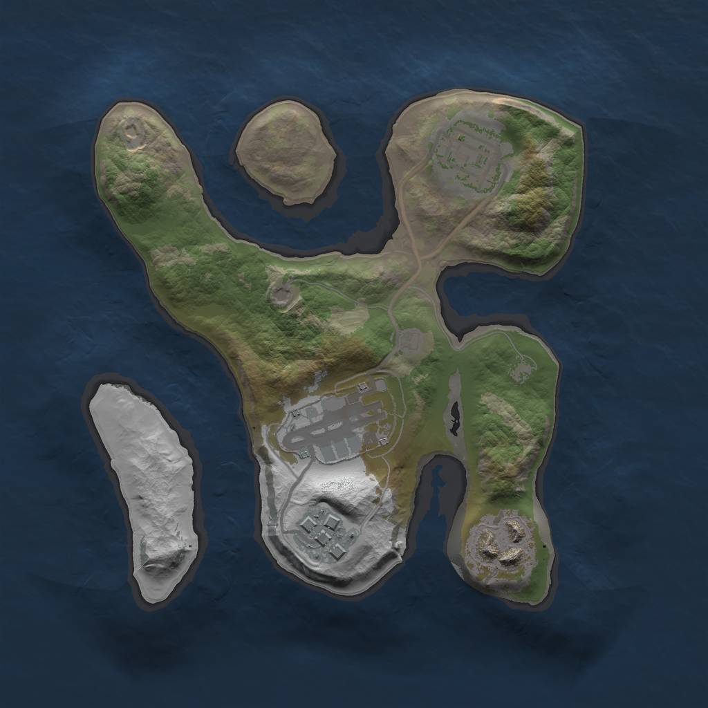 Rust Map: Barren, Size: 2000, Seed: 3, 6 Monuments