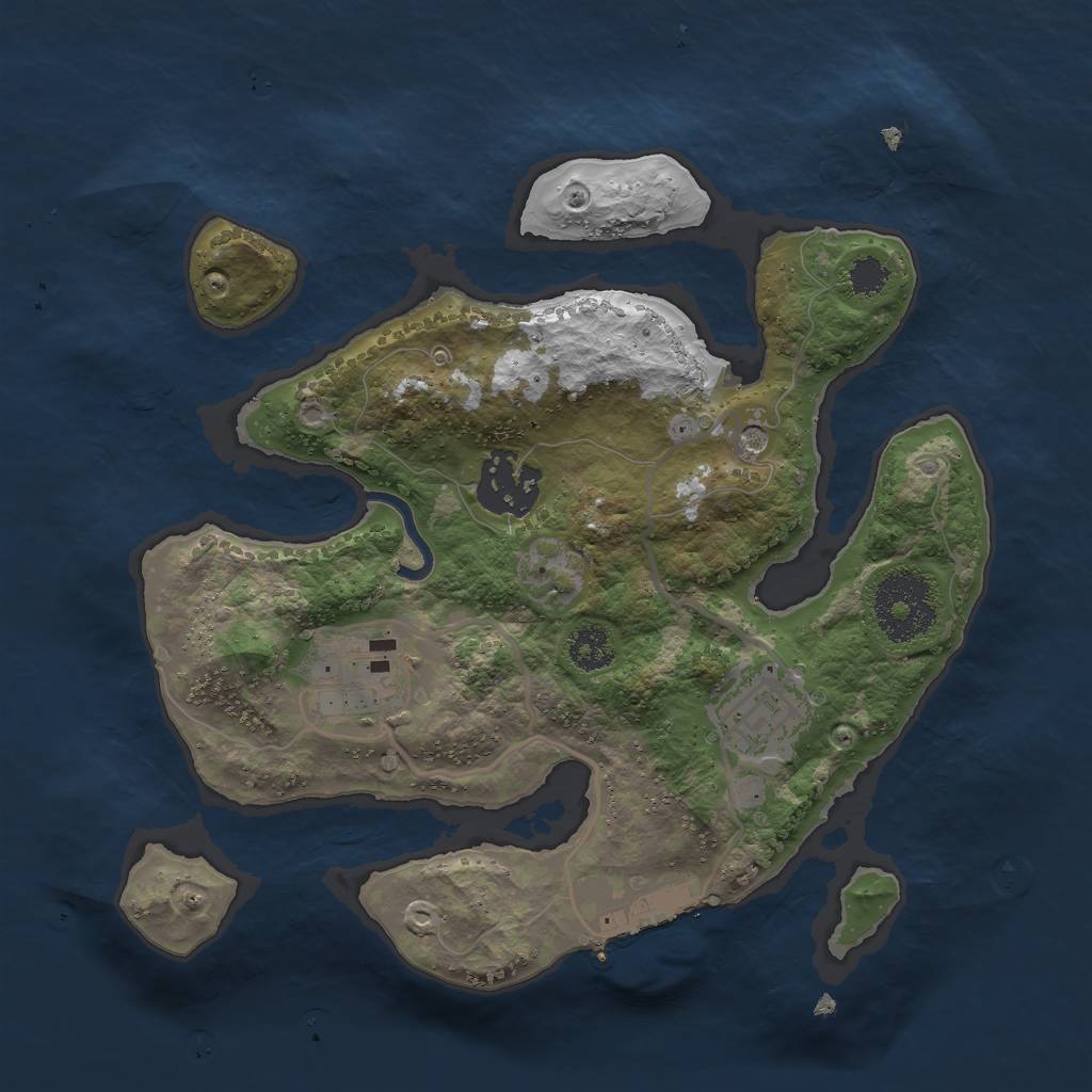 Rust Map: Procedural Map, Size: 2500, Seed: 1489664586, 7 Monuments