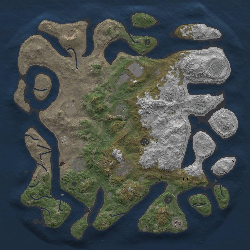 Rust Map: Procedural Map, Size: 4500, Seed: 710153, 14 Monuments