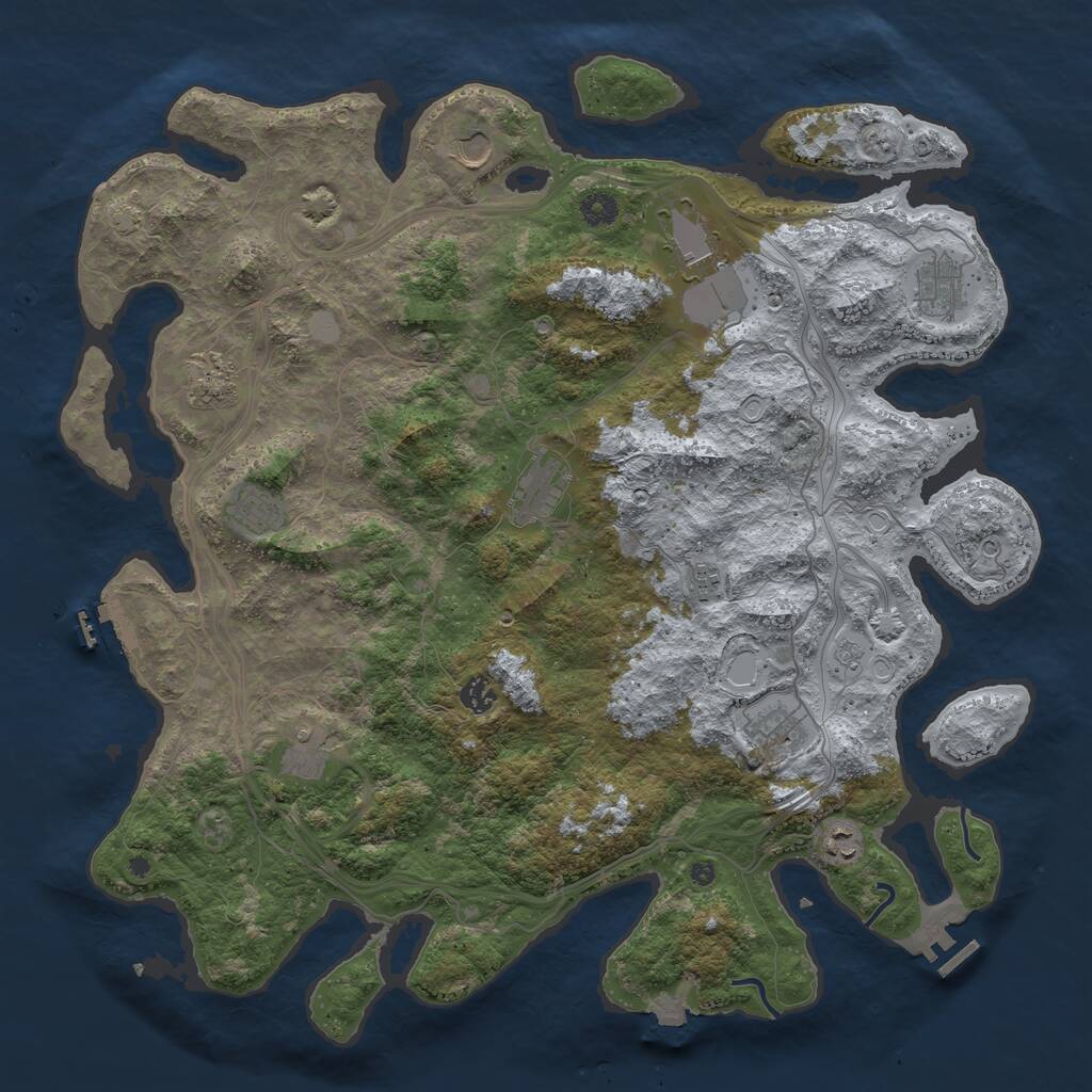Rust Map: Procedural Map, Size: 4500, Seed: 710153, 17 Monuments