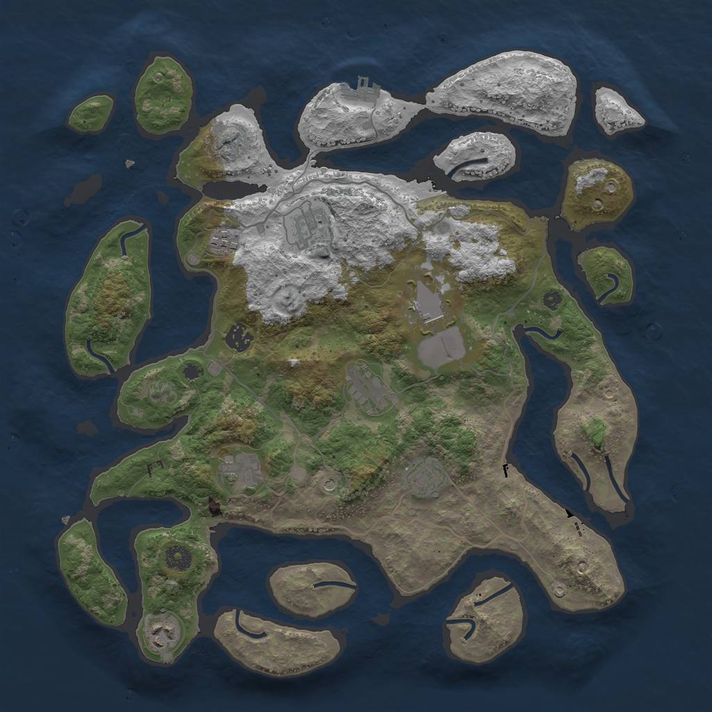 Rust Map: Procedural Map, Size: 4000, Seed: 552532, 12 Monuments