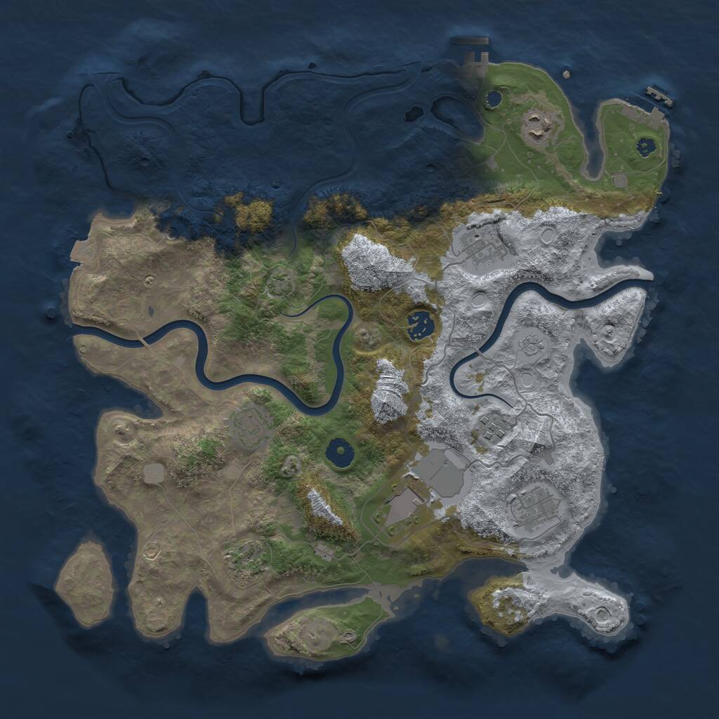 Rust Map: Procedural Map, Size: 3850, Seed: 2057297059, 14 Monuments