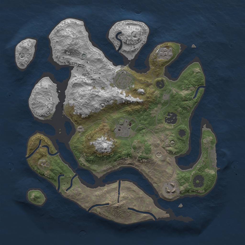 Rust Map: Procedural Map, Size: 3000, Seed: 2485125, 9 Monuments