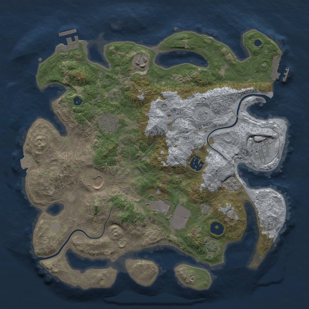 Rust Map: Procedural Map, Size: 3500, Seed: 918974, 13 Monuments