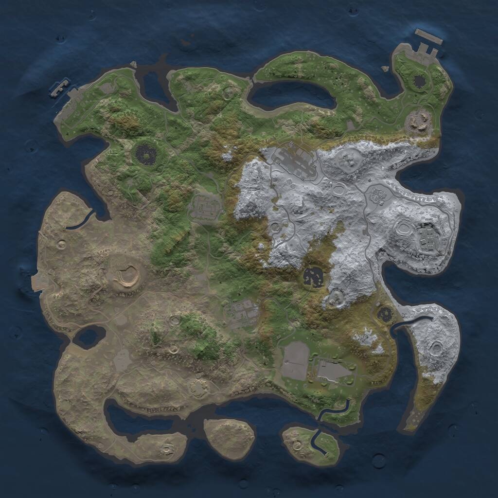 Rust Map: Procedural Map, Size: 3500, Seed: 918974, 14 Monuments