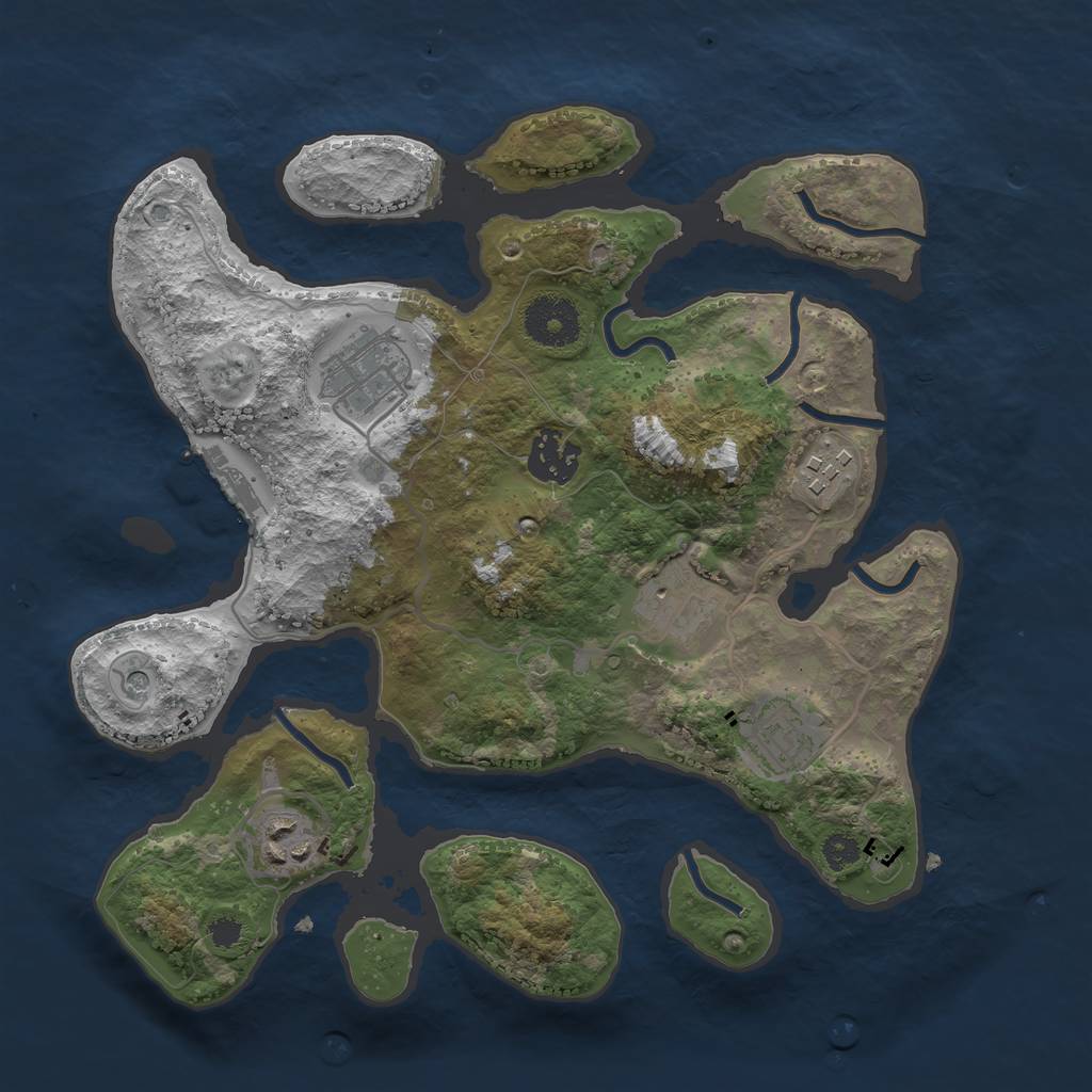 Rust Map: Procedural Map, Size: 3080, Seed: 8008, 10 Monuments