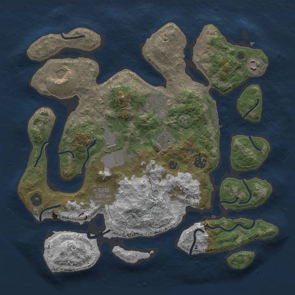 Rust Map: Procedural Map, Size: 3600, Seed: 579482, 11 Monuments