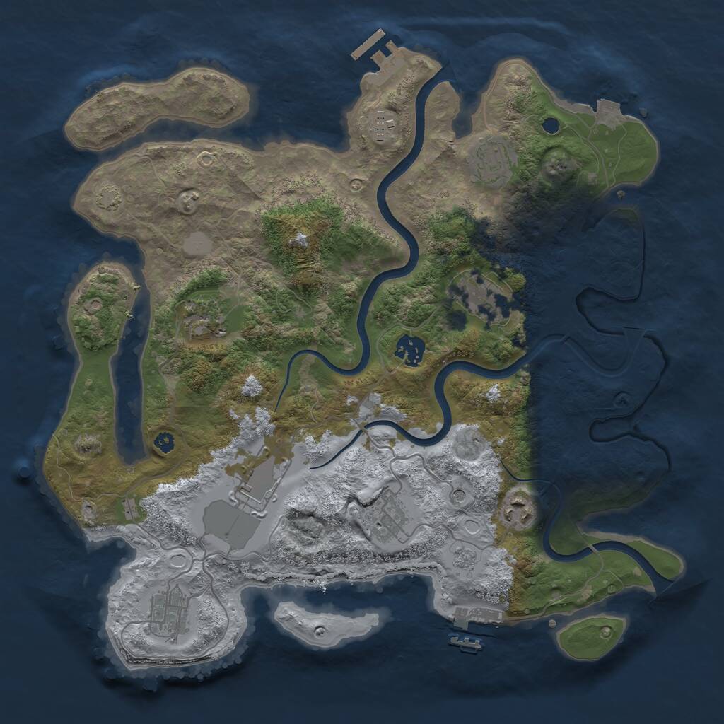 Rust Map: Procedural Map, Size: 3600, Seed: 579482, 15 Monuments