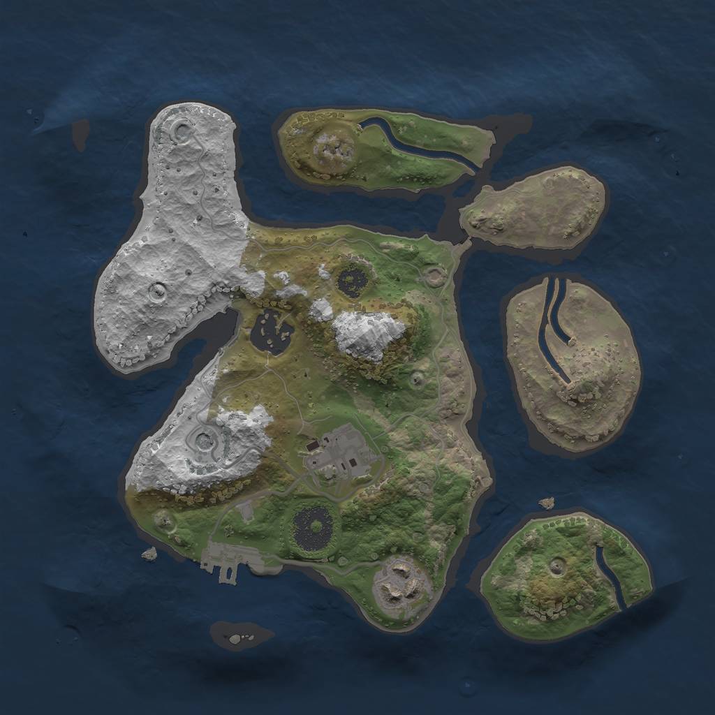 Rust Map: Procedural Map, Size: 2500, Seed: 1677850743, 7 Monuments