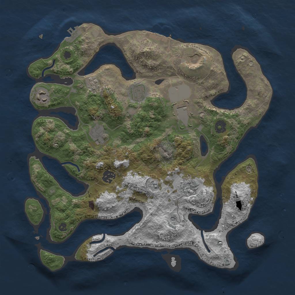 Rust Map: Procedural Map, Size: 3500, Seed: 2120445269, 13 Monuments