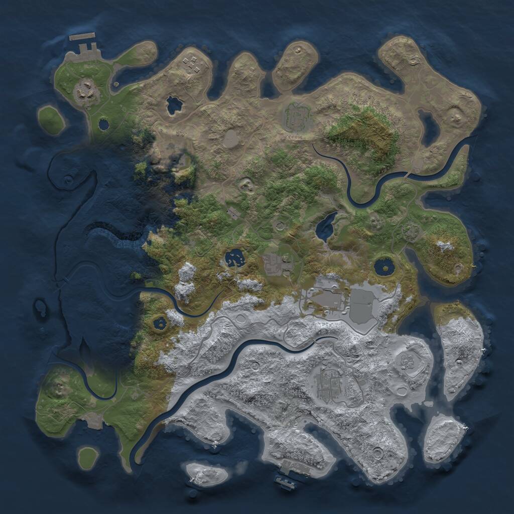 Rust Map: Procedural Map, Size: 4000, Seed: 456654, 14 Monuments