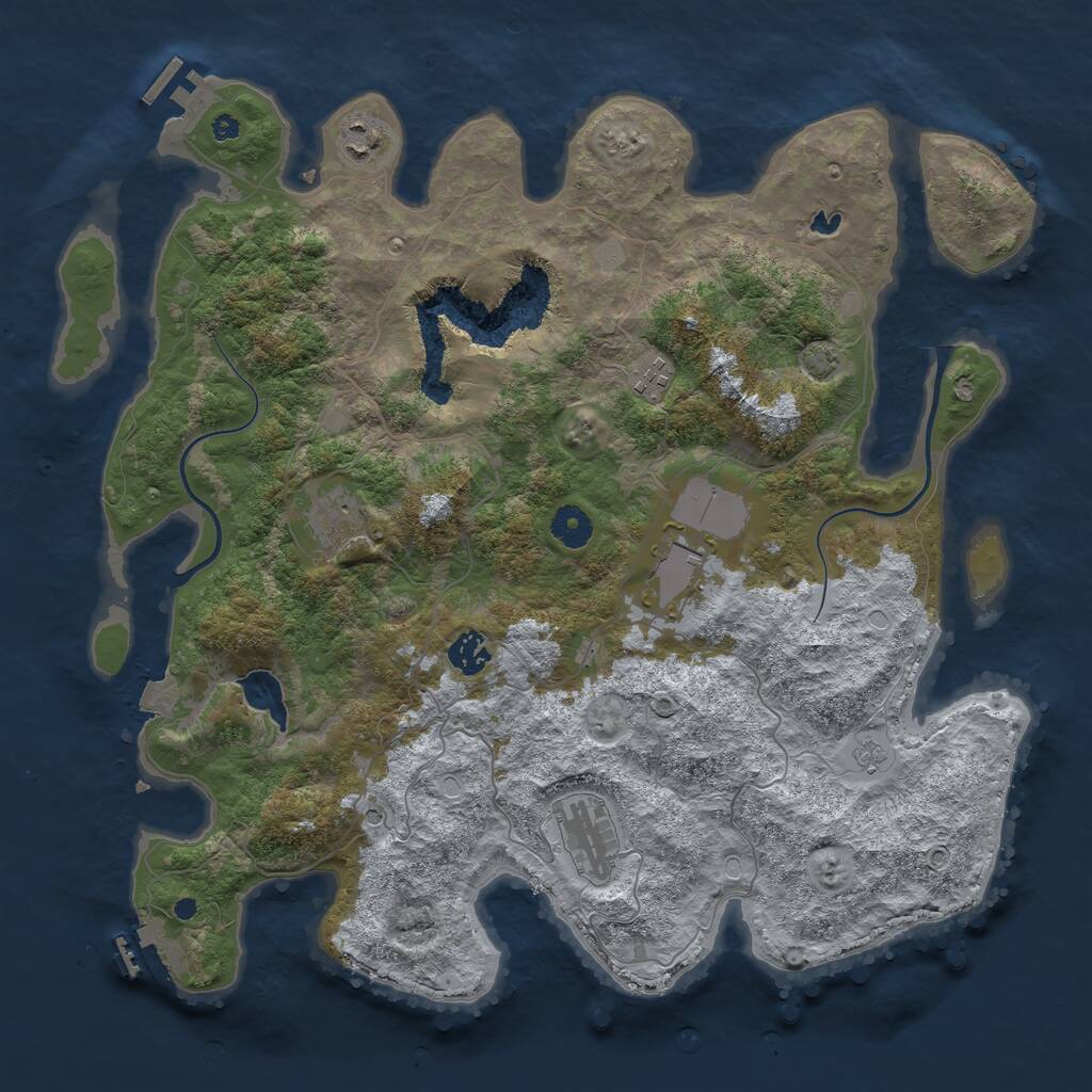 Rust Map: Procedural Map, Size: 4000, Seed: 656469, 12 Monuments