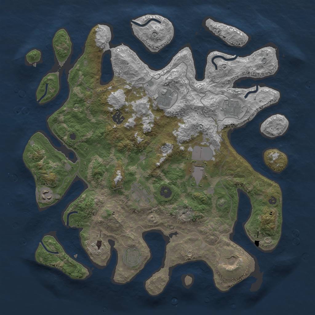 Rust Map: Procedural Map, Size: 4000, Seed: 266642, 12 Monuments