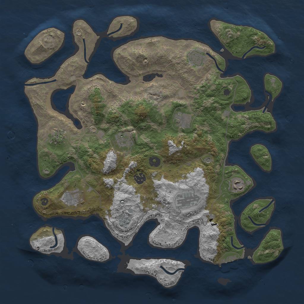 Rust Map: Procedural Map, Size: 4000, Seed: 517333, 13 Monuments