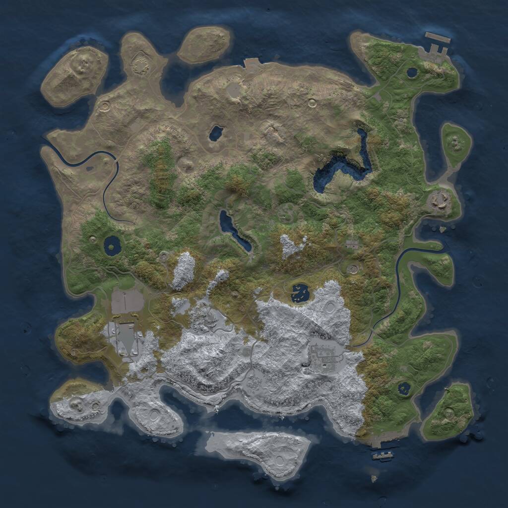 Rust Map: Procedural Map, Size: 4000, Seed: 517333, 11 Monuments