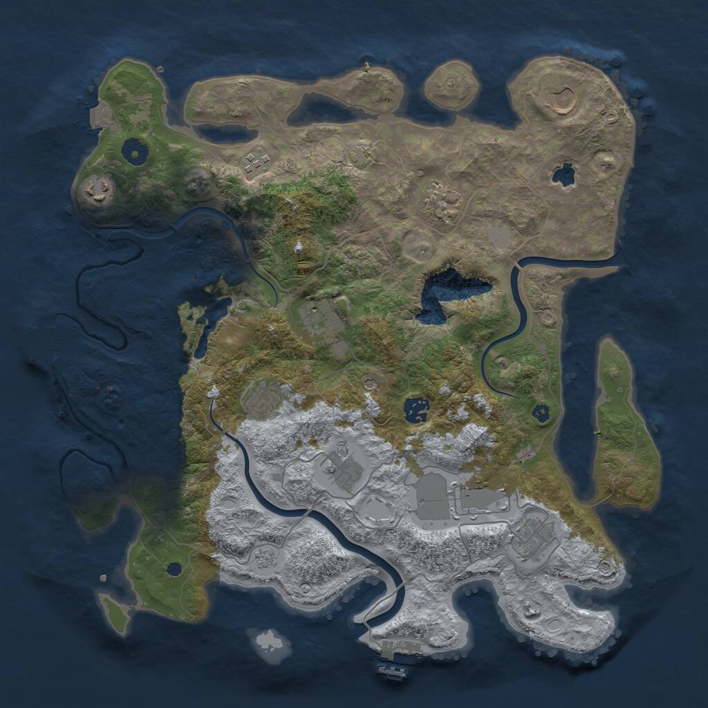 Rust Map: Procedural Map, Size: 4000, Seed: 3442, 16 Monuments