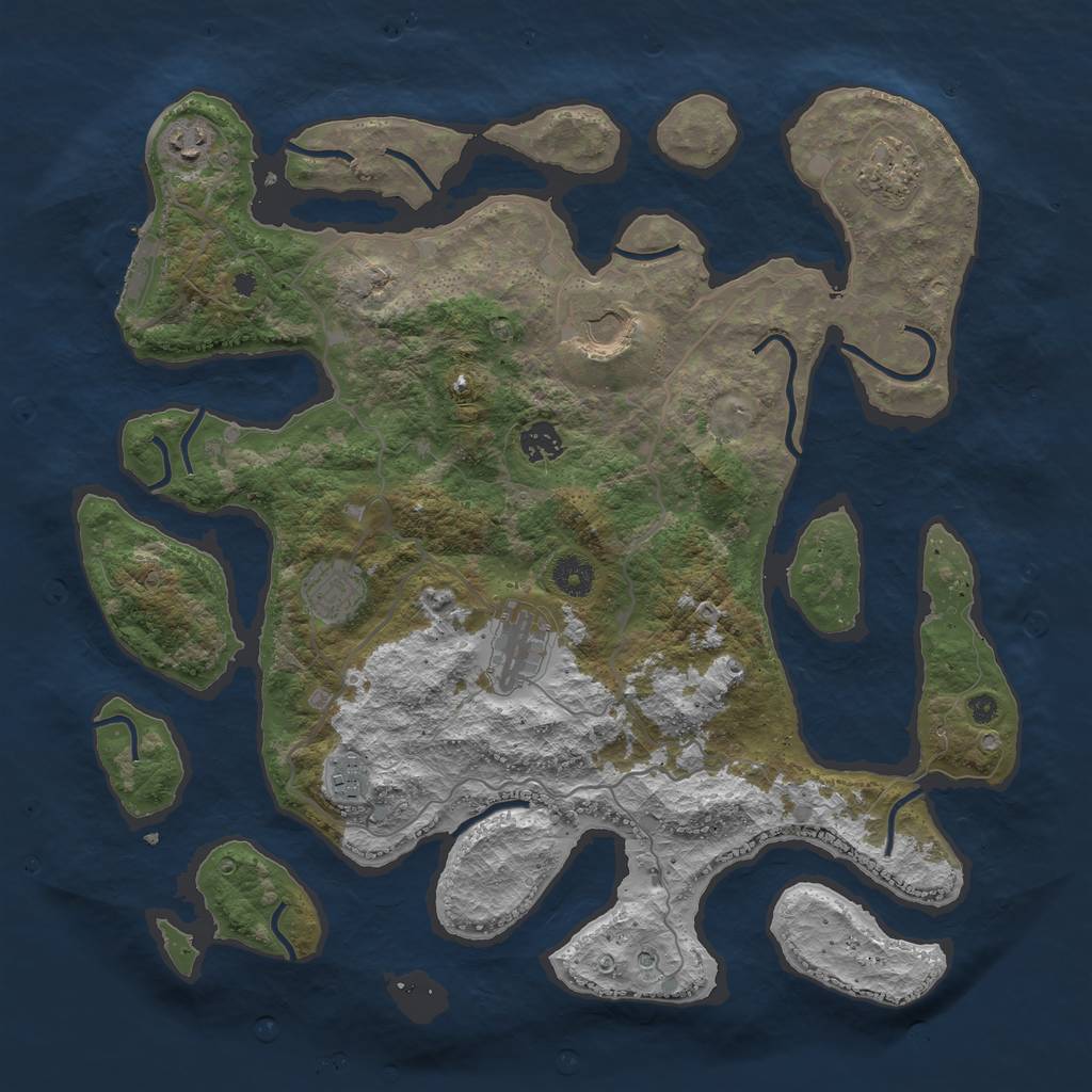 Rust Map: Procedural Map, Size: 4000, Seed: 3442, 11 Monuments