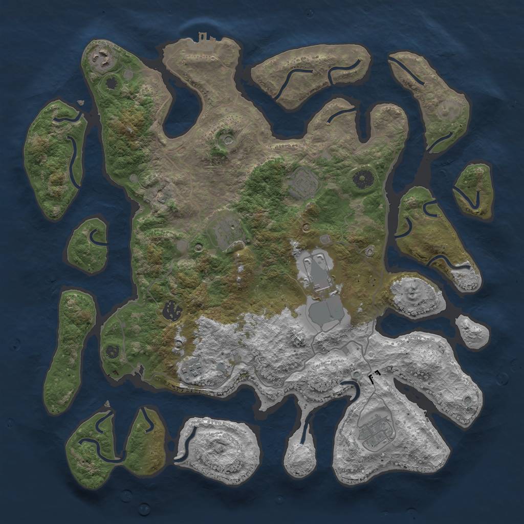 Rust Map: Procedural Map, Size: 4000, Seed: 123890, 11 Monuments