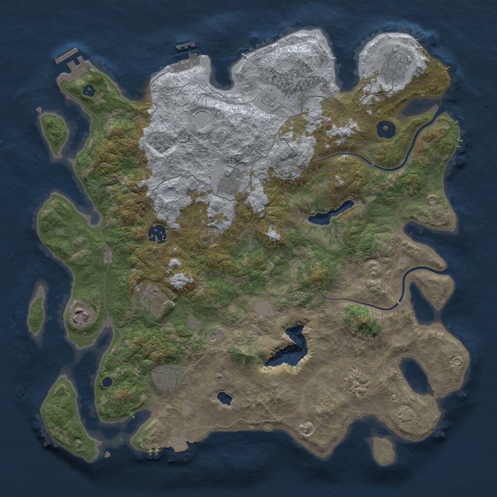 Rust Map: Procedural Map, Size: 4000, Seed: 884039, 14 Monuments