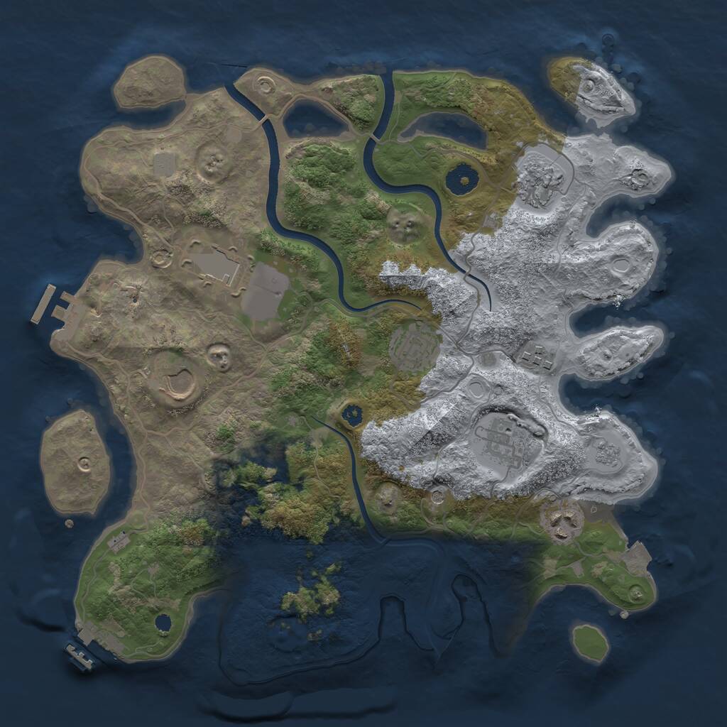 Rust Map: Procedural Map, Size: 3500, Seed: 100019742, 13 Monuments