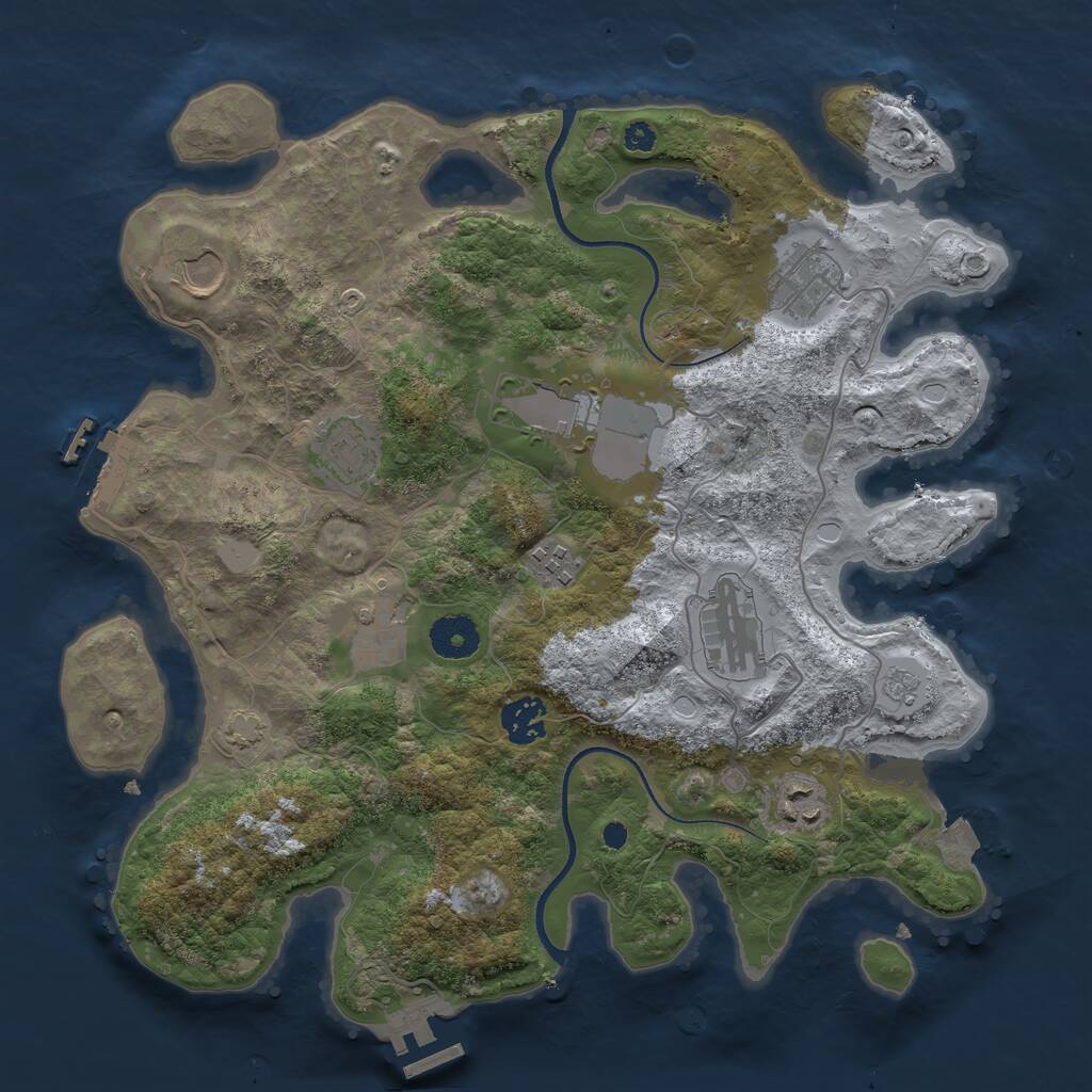 Rust Map: Procedural Map, Size: 3500, Seed: 100019742, 14 Monuments