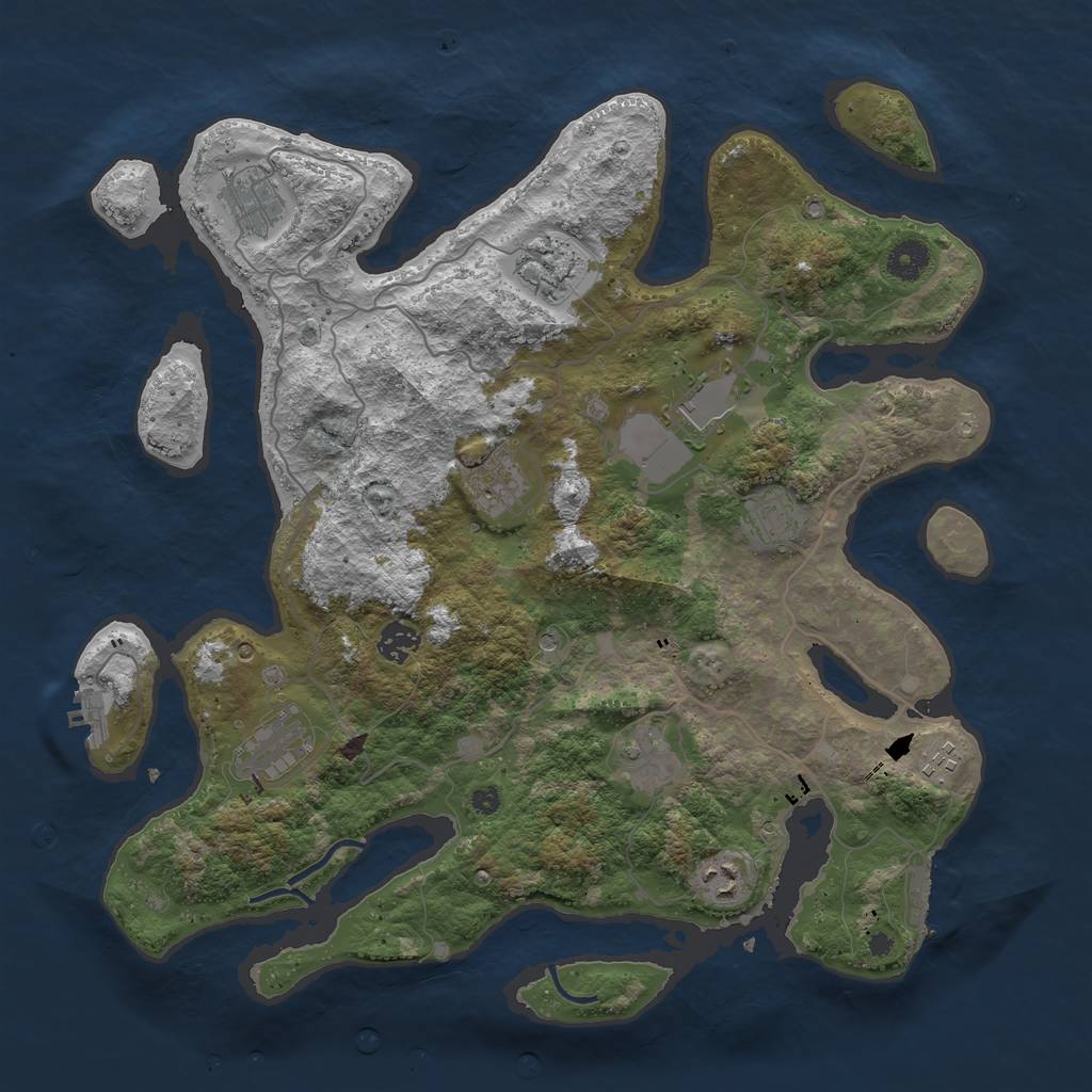 Rust Map: Procedural Map, Size: 4000, Seed: 909830, 15 Monuments